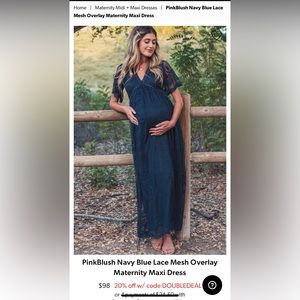 New PinkBlush navy lace maternity dress (medium)